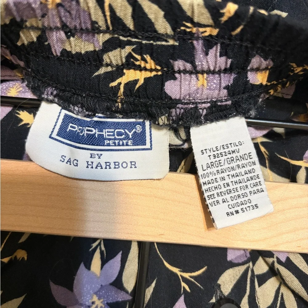 Sag Harbor Black Skirt with Lavender Floral Print - Picture 3 of 3